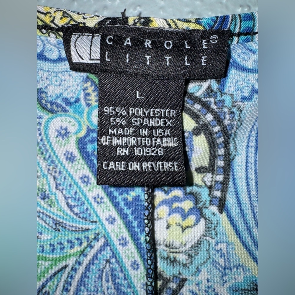 Carole Little Paisley Stretch Top Size Large Made in USA - Picture 3 of 3
